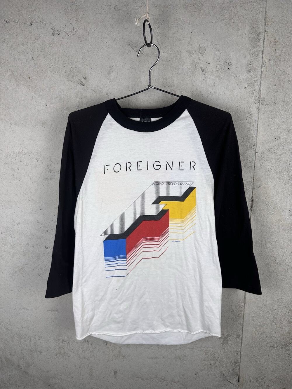 Vintage Foreigner 1985 Agent Provocateur Tour Concert Raglan Baseball Shirt Sz L